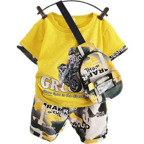 Children Summer Baby Boy Girls Clothes Cartoon T Shirts Denim Shorts 2Pcs/sets Outfit New Kids Fashion Toddler Cotton Tracksuits