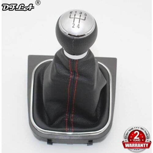 For VW Golf 5 V MK5 R32 GTI GTD 2004 2005 2006 2007 2008 2009 Car 5 Speed Car Stick Gear Shift Knob Leather Boot Red Line