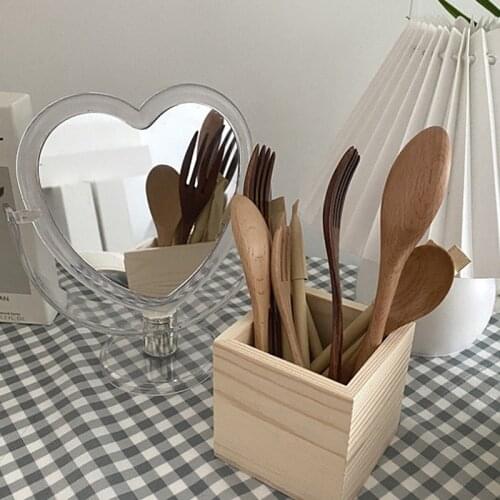 1Pc Double Side Makeup Mirror Cute Heart Shaped Cosmetic MirrorMake Up Mirror