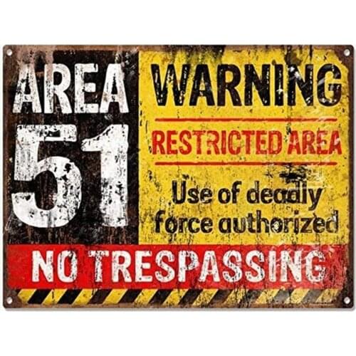 ERLOOD Area 51 No Trespassing Military Vintage Retro Metal Sign Aluminum Sign 12 x 8