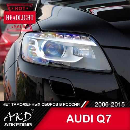 For Car Audi Q7 Head Lamp 2006-2015 Car Accessory Fog Lights Day Running Light DRL H7 LED Bi Xenon Bulb AUDI Q7 Headlights