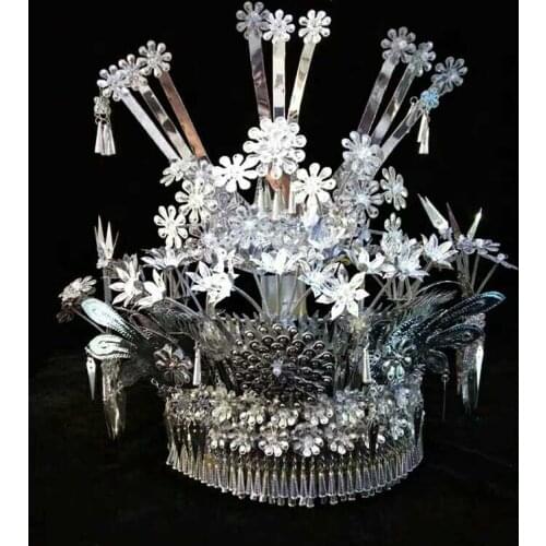 Miao hats Chinese cosplay Dong ethnic handmade silver headgear hat stage photo scenic spot headdress