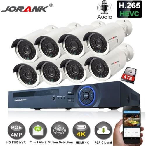 H.265 8CH 48V POE NVR DVR CCTV System 8 PIECES 4MP POE Ip Camera 2592 * 1520 IR Night Vision Outdoor Video Security Surveillance