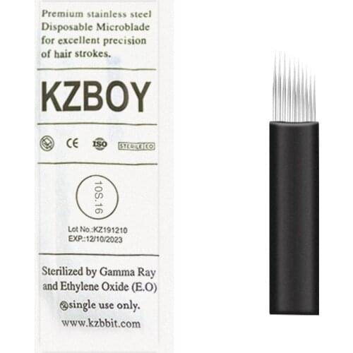 50PCS Disposable Microblading Needles 10S.16mm Sterile 304 Stainless Steel for Eyebrow Lip Eyeliner Microblades