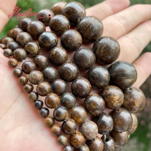 Round Smooth Bronzite Beads Natural Stone Spacer Loose Beads for Men Women Accessories DIY Necklace Bracelet Jewelry Making 15"