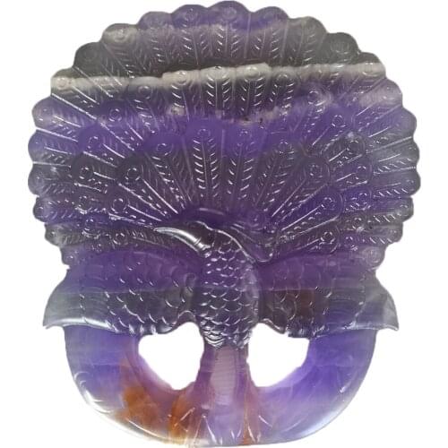 Natural Fluorite Animal Hand-Carved Colored Fluorite Peacock Healing Reiki Mineral Quartz Home decoration