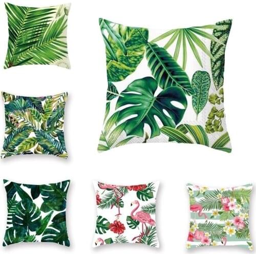 Summer Pillow Case Flamingo Plant Leaf 45*45cm Polyester Pillowcase Throw Pillows Cover Home Decorative One Side Printed
