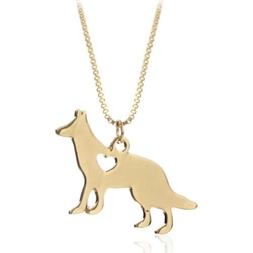 LOVE German Shepherd Dog Casting Silver color or Gold color Pendant Necklace Jewelry