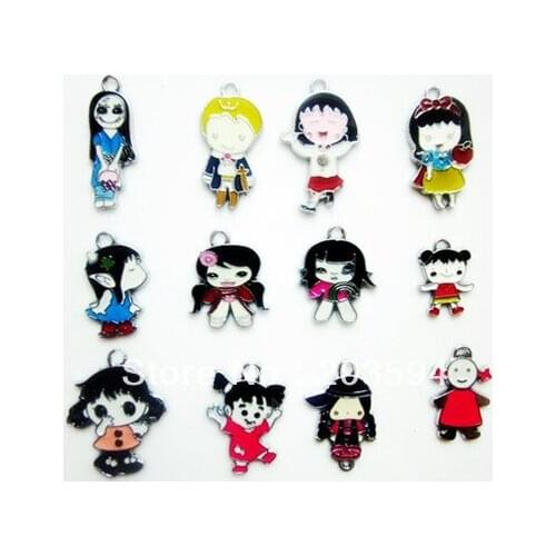 M7822 Wholesale 100Pcs/Lots mixed Enamel Alloy Girl Charms Pendant Diy Child charms Mobile phone Accessories