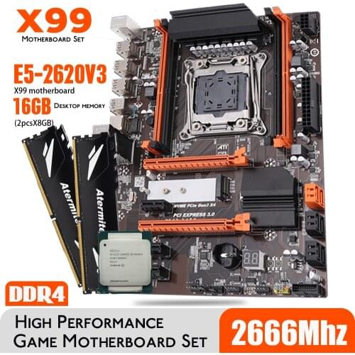 Huananzhi X99-8M-F D4 Motherboard Set With Xeon E5 2620 V3 LGA2011-3 CPU 1pcs X 16GB = 16GB 2666MHz REG ECC RAM DDR4 Memory