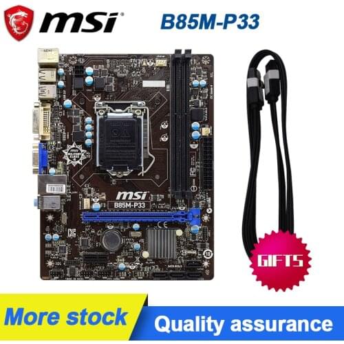 For MSI B85M-P33 PC Motherboards LGA 1150 DDR3 For Intel B85 B85M Desktop Mainboard SATA III USB3.0 PCI-E X16 3.0 Used