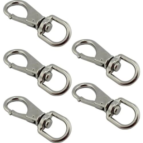 Multi-use Boat Swivel Eye Snap Hook Size Silver 304 Stainless Steel Quick Release Dog Chain Bolted Carabiner 2#(100mm)