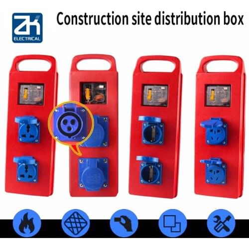 Construction Site Temporary Move Type Portable Distribution Multi Box Function 3 Hole 16a Industry Socket Bring Transparent