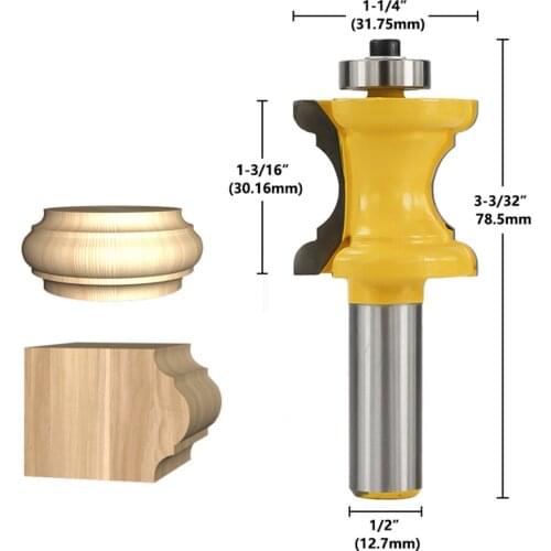 1pc 1/2 bullguide (12.7mm) bullnose shank bearing guide with bead column / face mold router bit carbide wood end mill
