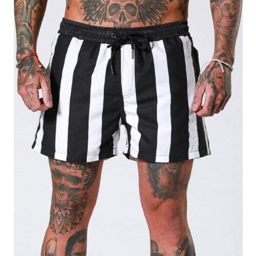 2021 Summer New Mens Striped Beach Pants Fashion Sports Casual Shorts Moisture Wicking Fitness Three-Point Pants