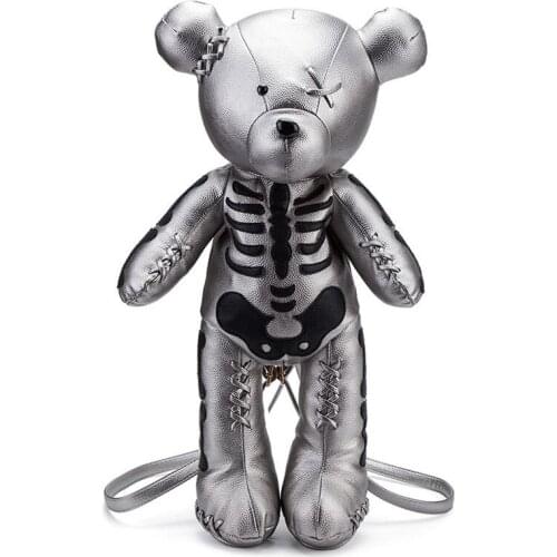 New Fashion Skeleton Bear Female Backpack Punk Style School Bags Designer Backpacks for Adolescent Girls Gifts