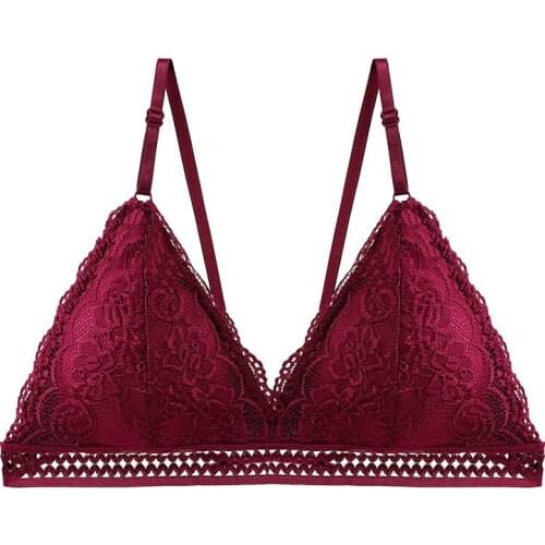 NEW Sexy Lace Bralette Padded Triangle Bra Womens Bras Lace Girls' Bralette Wiree Free Wireless Bra Brassiere Big Size