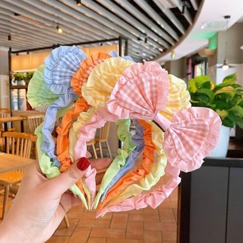 Fabrics Cute Stereo Grid Big Bow Headband Women Girl Kid Hair Band Hairband Hair Accessories Headwear Hair Hoop