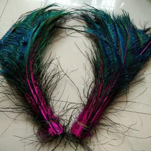 Wholesale beautiful Mei red peacock feather sword 100 pcs symmetrical size 30-40 cm 12-16 inches celebration decoration