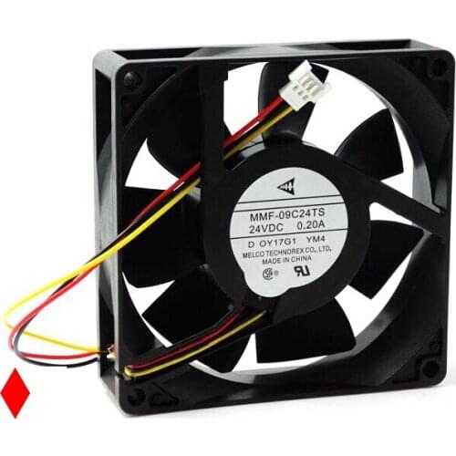 Original 24V 0.2A 90*90*25 MMF-09C24TS-YM4 three wire inverter fan