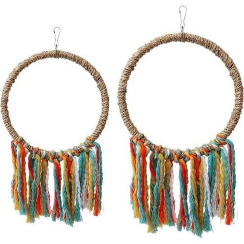 Pet Bird Toy Cotton Rope Circle Intelligence Development Toys Chewing Bite Parrot Perch Hanging Cage Swing Climb Toys