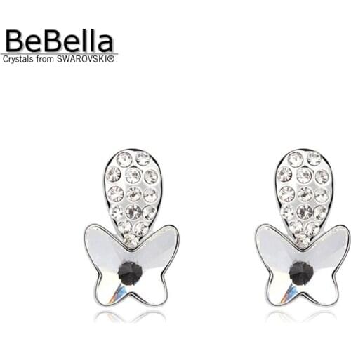 BeBella women gift 3 colors women crystal butterfly earrings made with Crystals from Swarovski