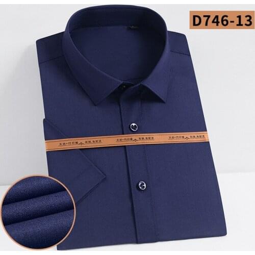 Non-iron Bamboo Fiber Casual Pure Color Professional White Shirt Wear Fashion Work Slim Daily Mens Button Up Shirt Short Sleeve