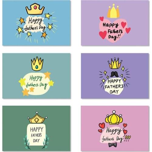 6PCS Happy Fathers Day Mothers Day Greeting Card Best Mom Best Father Postcards Invitation Cards For Mom Dad Birthday Gifts