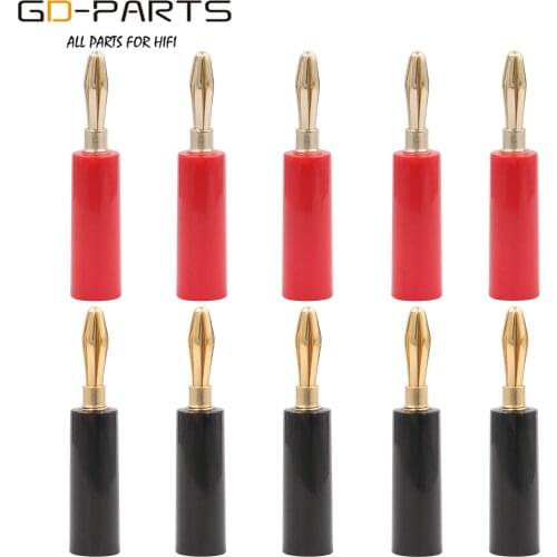 24K Gold Plated Brass Male Banana Plug Binding Post Terminal Connector For Hifi Audio Amplifier Speaker DIY 4mm