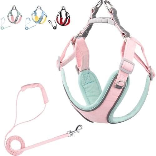 Pet Dog Harness And Leash Set Breathable Chest Strap Puppy Walking Lead Vest For Small French Bulldog Chihuahua Accessories