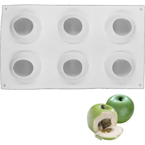 DIY Mousse Cake Mold Silicone 3D 6 Cavity DIY Pudding Fondant Jelly Dessert Decor Apple Shaped Mold Kitchen Homemade Cake Tools