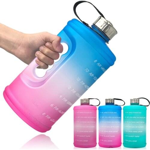 2.2/3.78L Gallon Tritan Sports Water Bottle Motivational & Time Markings Drinking Jug BPA Free Portable GYM Fitness Water Cup