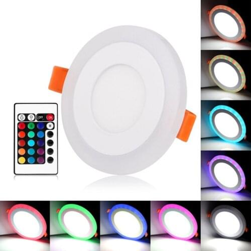 10pcs LED Downlight Round 6W - 24W 3 Model LED Lamp Double Color Panel Light RGB & white Ceiling Recessed with Remote Control