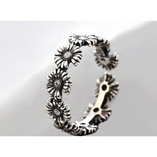 Ins Style Vintage Sunflower Rings for Women Men Lover Finger Ring Minimalist Jewelry Boho Wholesale