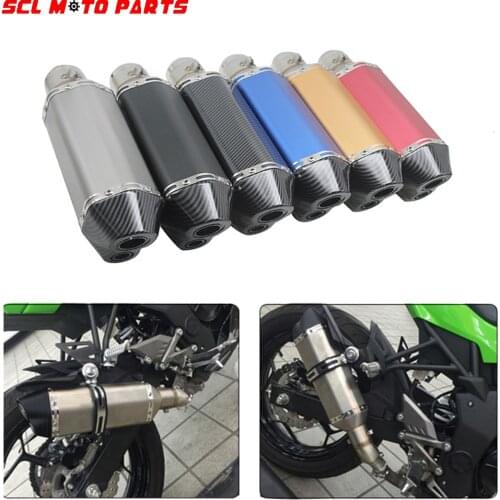 ALconstar-Racing Motorcycle Exhaust Muffler 35-51mm Inlet Pit Dirt Bike Escape TRK502 CBR250 MSX125 CRF 230 TMAX 530 Z250 CB400