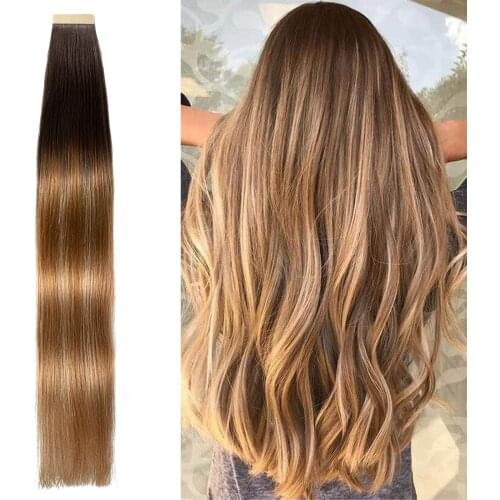 Ysg HAIR 100% Remy Tape in Hair Extensions Human Hair 50g 20pcs Full Ends Skin Weft Tape Attached Reusable Hairpiece