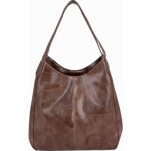 Female Vintage High-quality PU Leather Top-handle Handbag Luxury Practical Large Capacity Shoulder Bags