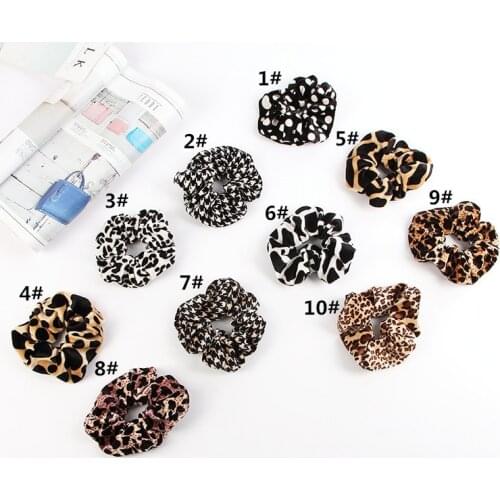 New arrival Fashion women velvet winter leopard print hair bands hair scrunchies girls hair tie accessories ponytail holder