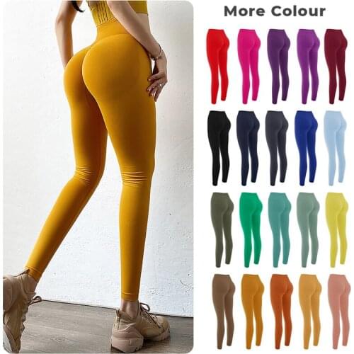 Women Leggings Push Up Leggings High Waist Pants Elastic Breathable Leggings Solid Color Tights Pants Outdoor Athletic Jeggings