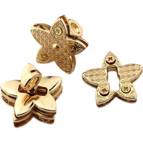 1pcs Zinc Alloy Star Shape Turn Lock New Style Twist Lock Clasp Leather Craft Women Bag Handbag Shoulder Bag Purse DIY Hardware