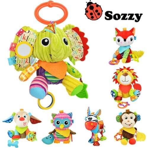 1pcs Sozzy Multifunctional Baby Toys Rattles Mobiles Soft Cotton Infant Pram Stroller Car Bed Rattles Hanging Animal Plush Toys