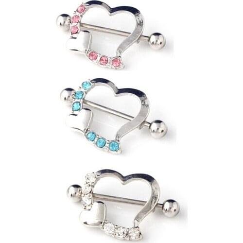 1pc Fashion Nipple Shield Rings Barbells Love Heart Nipple Rings Sexy Woman Nipple Ring Jewelry Piercing Clip On Nipple Rings