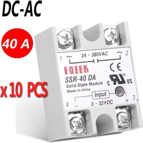 10 PCS/Lot Industrial Solid State Relay SSR 40DA 3-32V DC Input and 24-380VAC 40A AC Output Load DC-AC