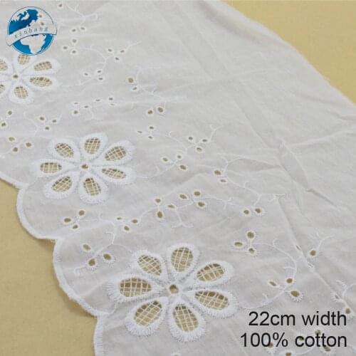 22cm width 100% Cotton embroid lace sewing ribbon guipure trim wedding lace DIY Garment Accessories french african doll lace3918