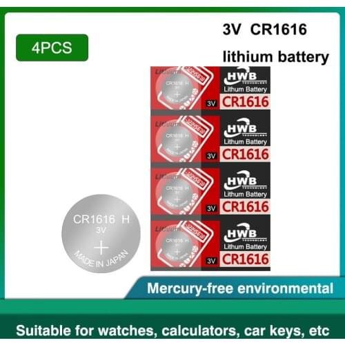 4pc cr1616 3v For Eaxell button cell coin batteries for watch DL1616 BR1616 ECR1616 5021LC L11 L28 KCR1616
