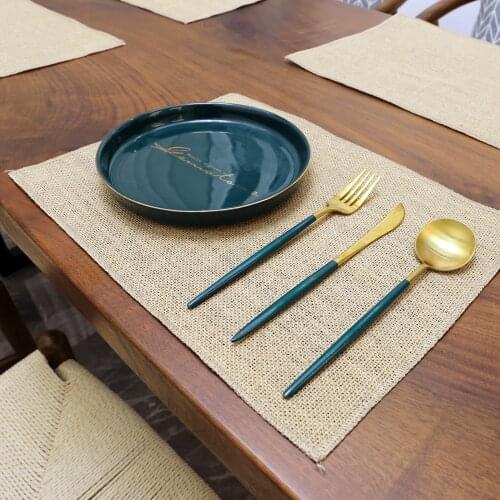 4pcs Burlap Table Mats Creative Bowl Mat Placemat Fabric Photo Props Kitchen Decoration Decoration Home Cup Coasters Table Mat