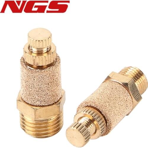 5 PCS Male Spring Throttle Muffler Pneumatic Solenoid Valve Adjustable BESL Copper Connector Exhaust Speed Regulation Silencer
