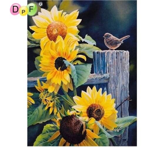5d Diamond painting cross stitch Floral square full diamond embroidery 3d Sunflower and birds Home Decor diamond mosaic painting