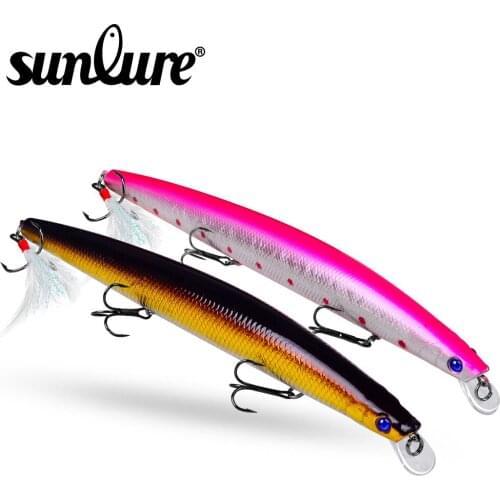 Minnow 1pc Sunlure 6 colors Fishing Lures 18.5cm-7.28" Hard Lure Fishing 0.88oz-25g Tackle 6# Hook Hard Artificial Bait DXM010
