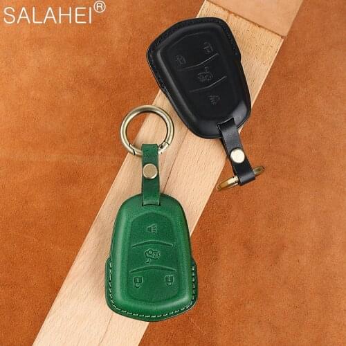 Top Layer Leather Car Key Case Cover Style For Cadillac Escalade CTS XTS ATS ATS-L XLS SRX 2015 4/5/6 Button 28T CTS-V XT5 CT6